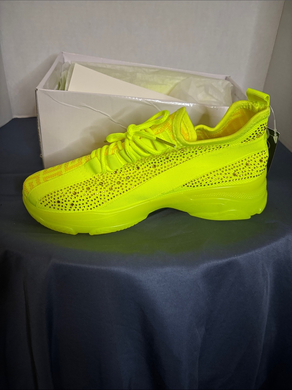 Steve Madden Neon Yellow Crystal-Embellished Women's Sneakers